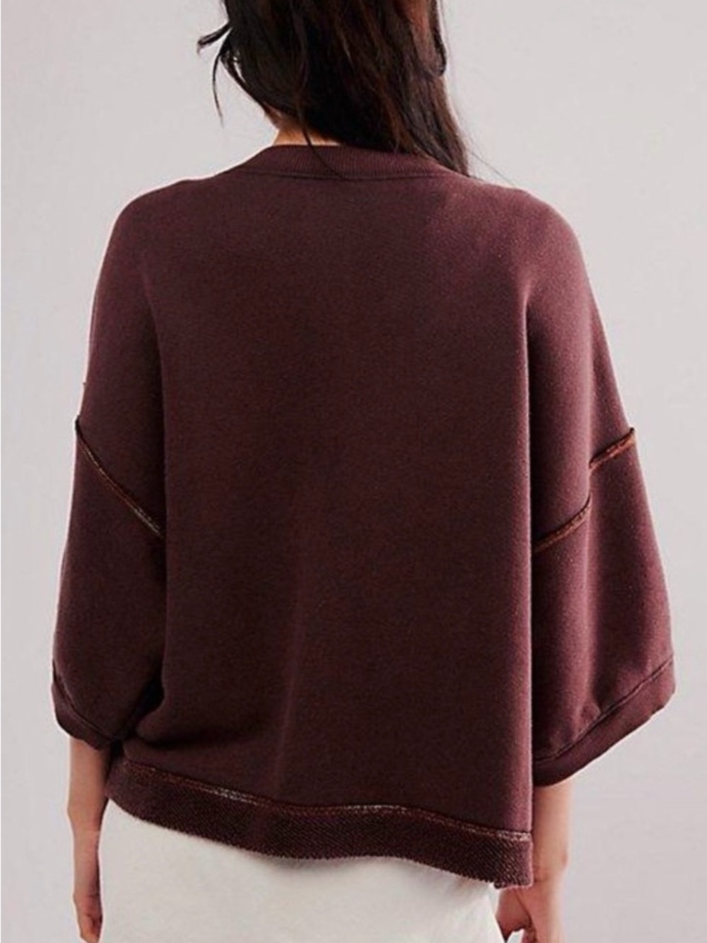 Free People Matilda Sweatshirt in Darkest Chocolate - Picture 2 of 10